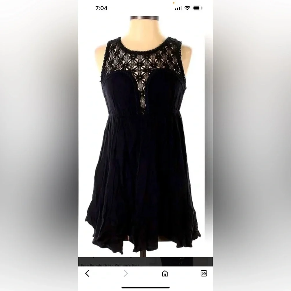 Free People Black Pleated Babydoll Mini Dress caja 4
